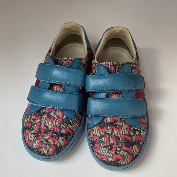 Gucci Supreme Canvas Kids Children's GG Gucci Wolves Sneakers Size 25 Toddler 9 - Picture 5 of 15